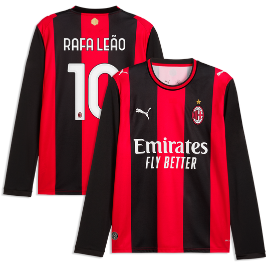 Rafael Leão AC Milan Puma 2026/27 Home Replica Long Sleeve Jersey - Black/Red