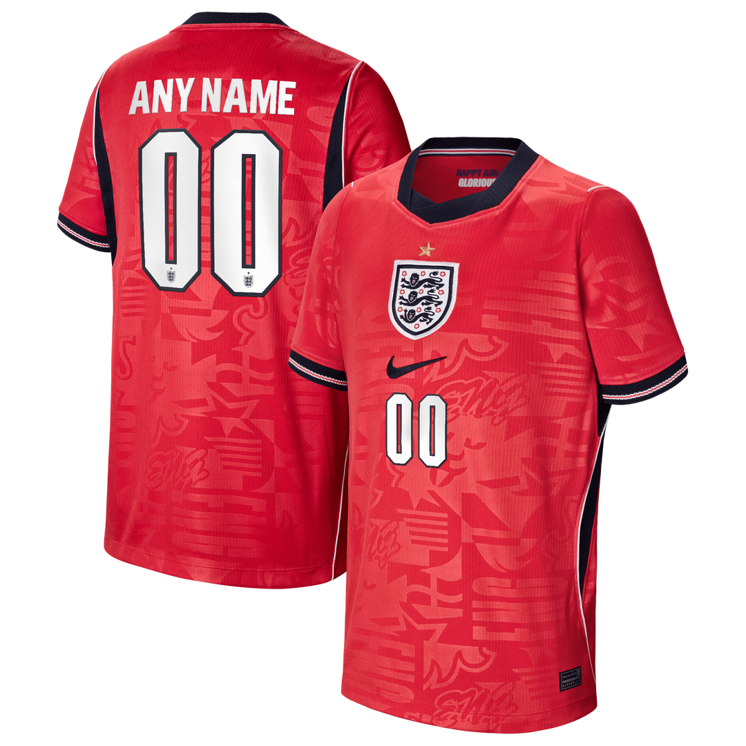 England National Team Nike Youth 2026 Away Stadium Replica Custom Jersey - Red