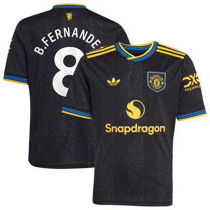 Bruno Fernandes Manchester United adidas Youth 2025/26 Away Replica Player Jersey - White