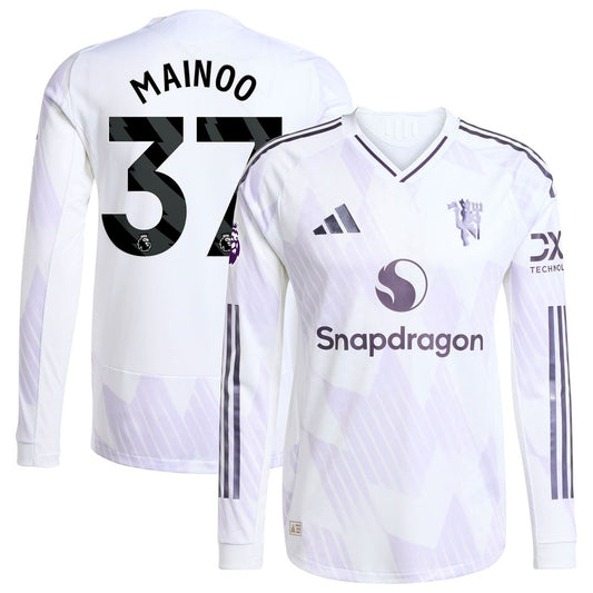 Kobbie Mainoo Manchester United adidas 2025/26 Away Authentic Long Sleeve Player Jersey - White