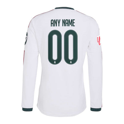 Real Madrid adidas 2026/27 Home On-Field Authentic Custom Long Sleeve Jersey - White