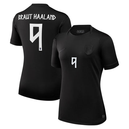 Erling Haaland Norway National Team Nike Women's 2026 Away Stadium Replica Jersey - Black