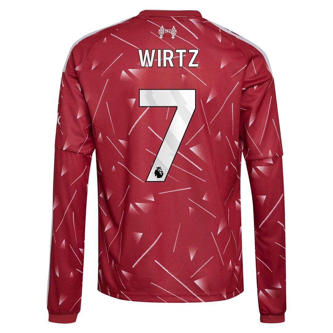 Florian Wirtz Liverpool adidas Youth 2026/27 Home Replica Long Sleeve Jersey - Red