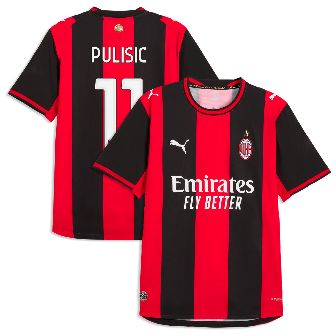 Christian Pulisic AC Milan Puma 2026/27 Home On-Field Authentic Jersey - Black/Red