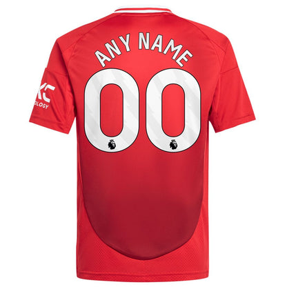 Manchester United adidas Youth 2024/25 Home Replica Custom Jersey - Red