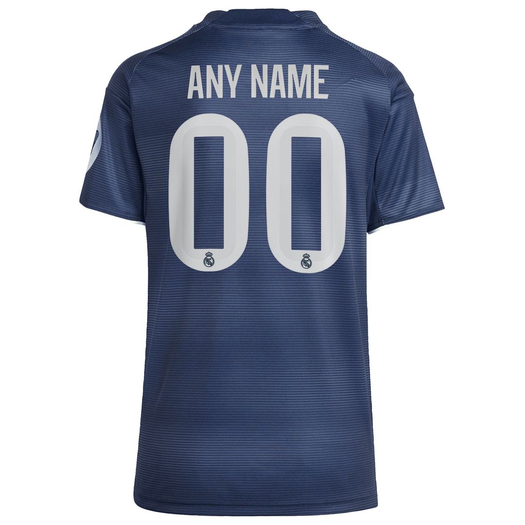 Real Madrid adidas Women's 2025/26 Away Replica Custom Jersey - Blue