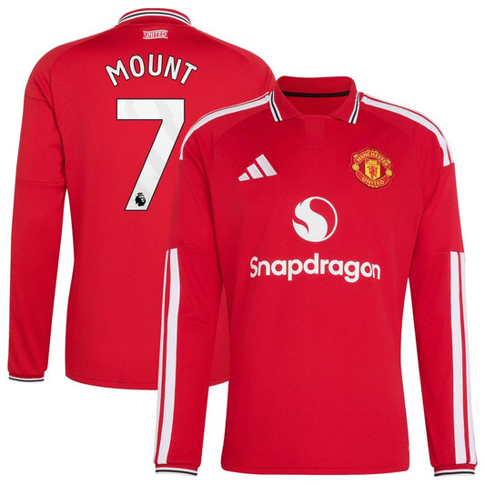 Mason Mount Manchester United adidas 2026/27 Home Replica Long Sleeve Jersey - Red