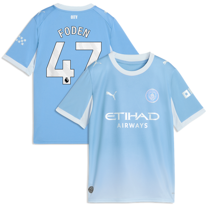 Phil Foden Manchester City Puma Youth 2026/27 Home Replica Jersey - Light Blue