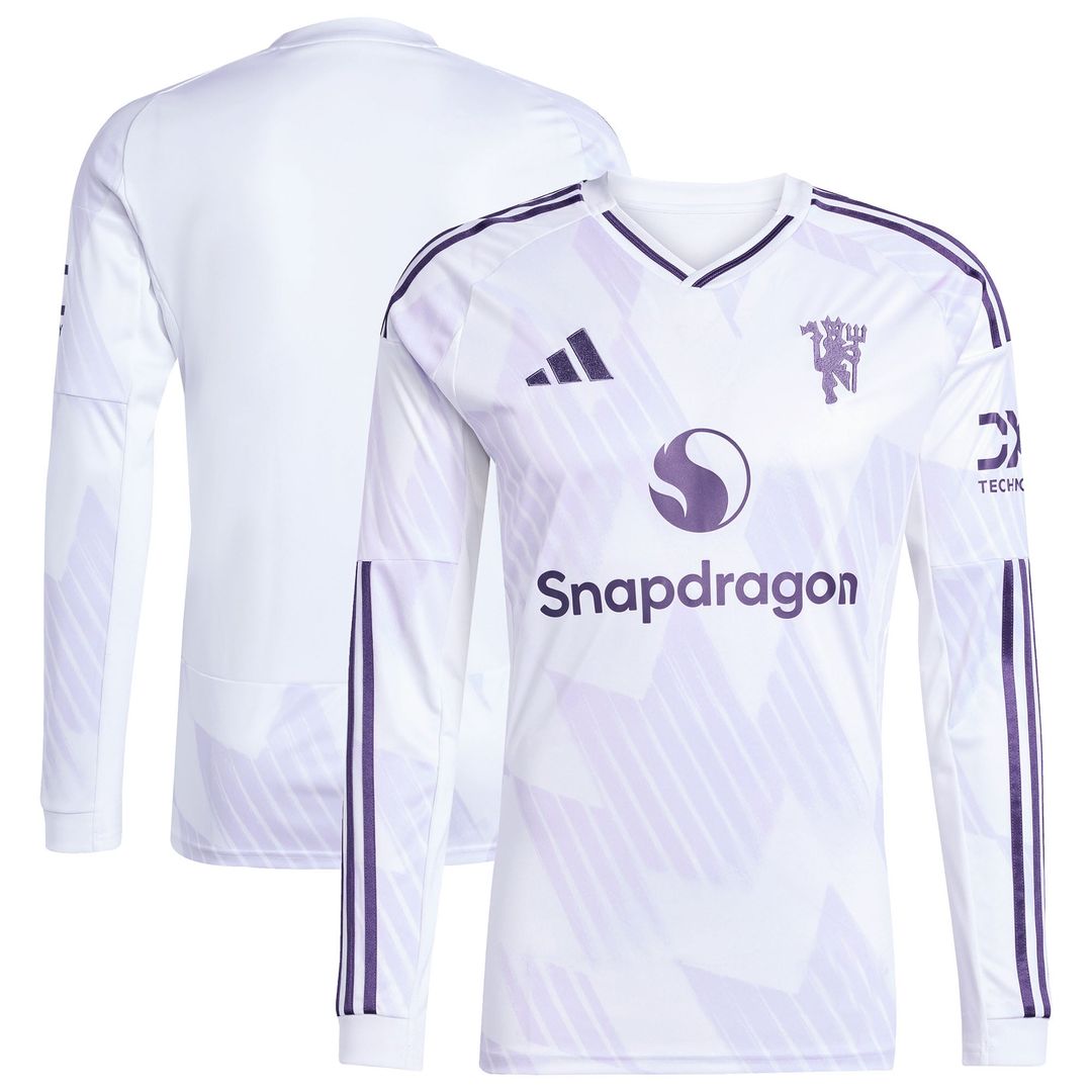 Manchester United adidas 2025/26 Away Replica Long Sleeve Jersey - White