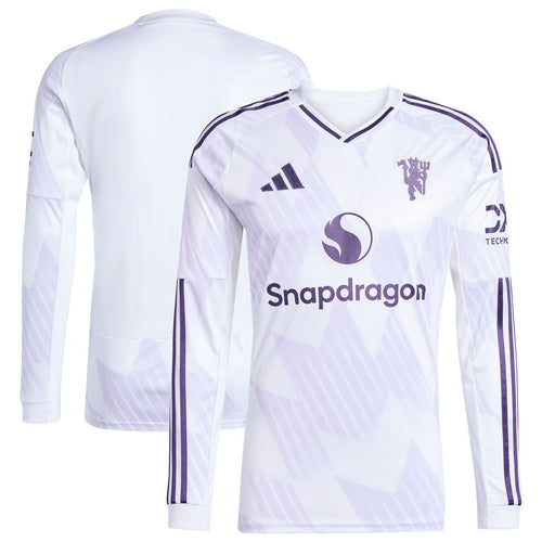 Manchester United adidas 2025/26 Away Replica Long Sleeve Jersey - White