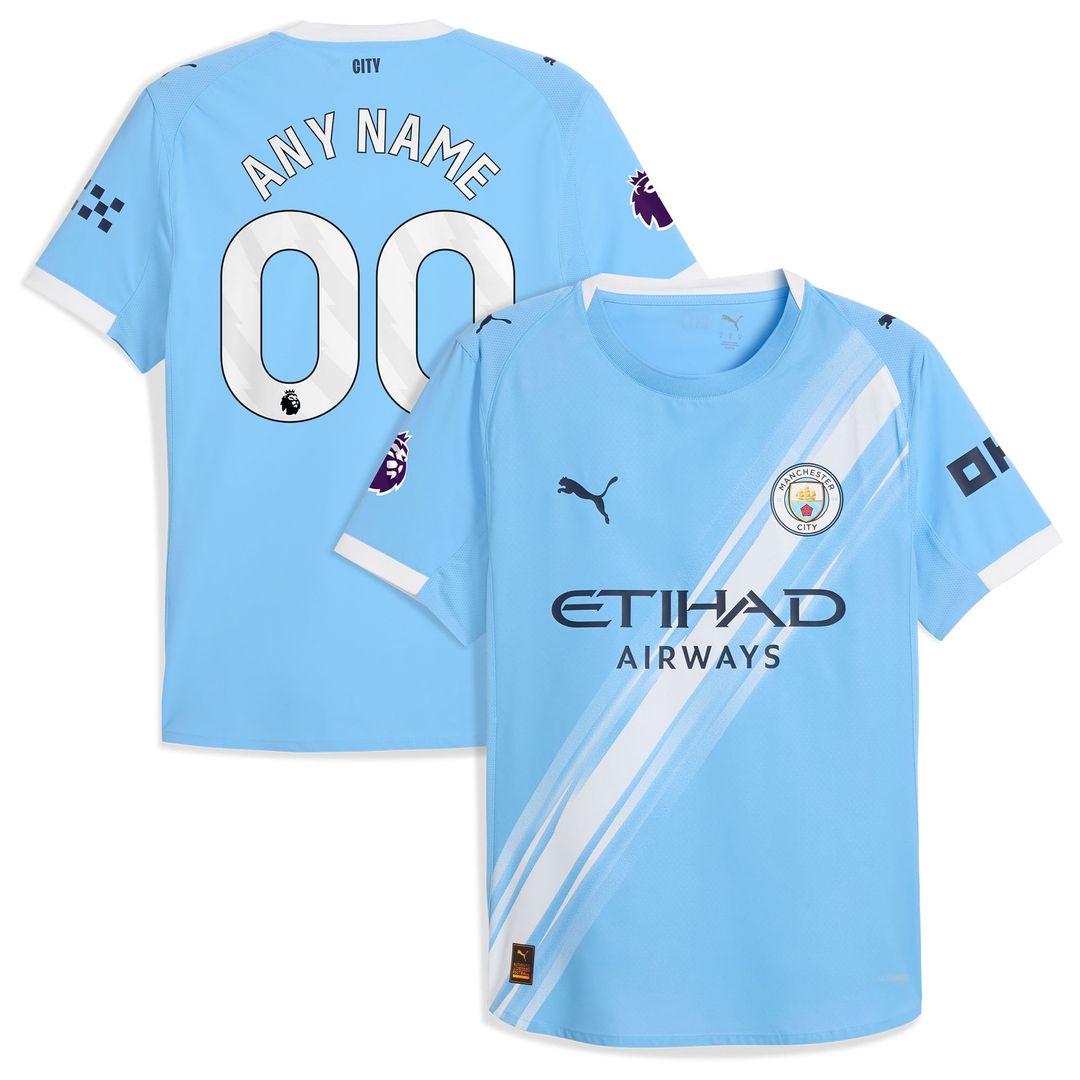 Manchester City Puma 2025/26 Home Authentic Custom Jersey - Sky Blue