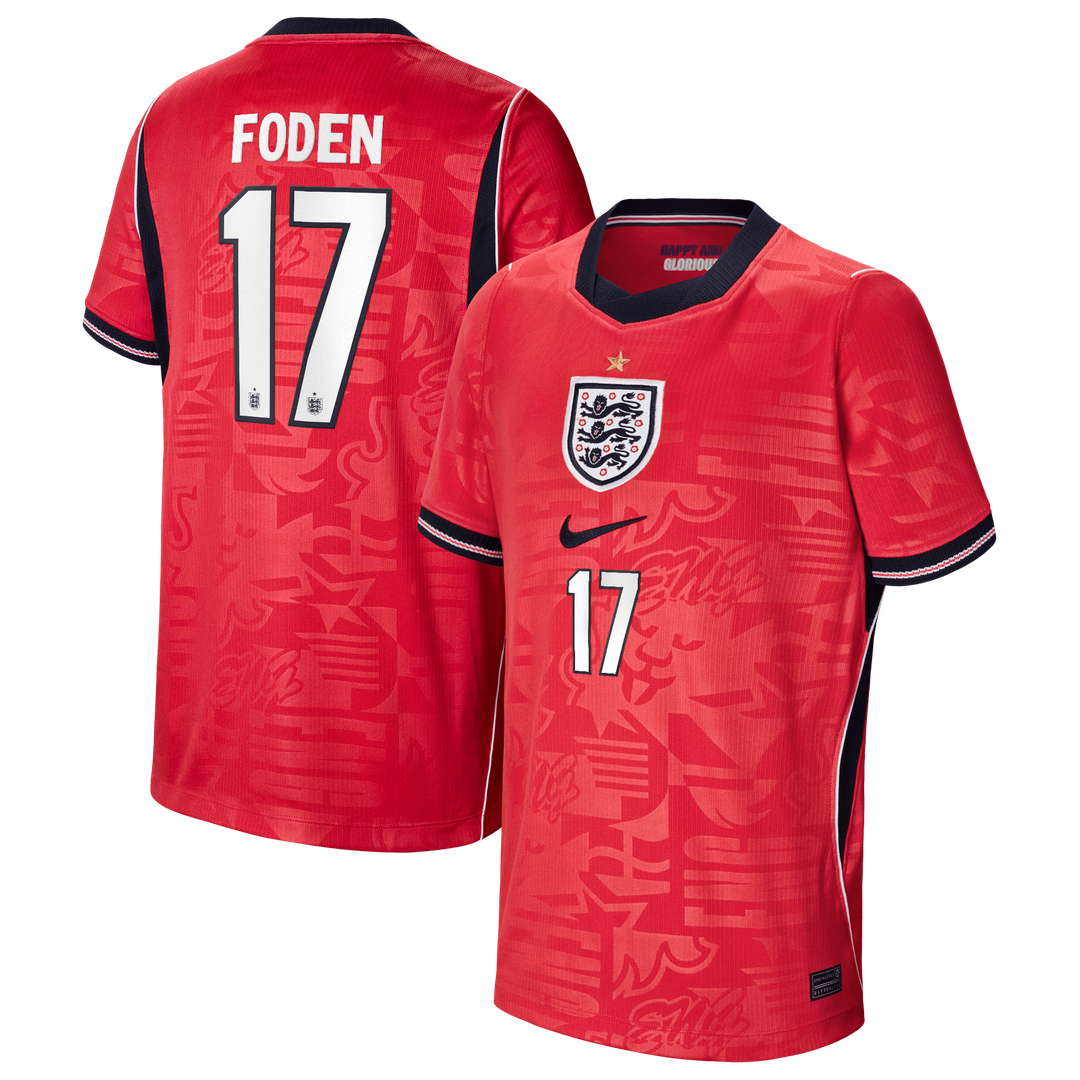 Phil Foden England National Team Nike Youth 2026 Away Stadium Replica Jersey - Red