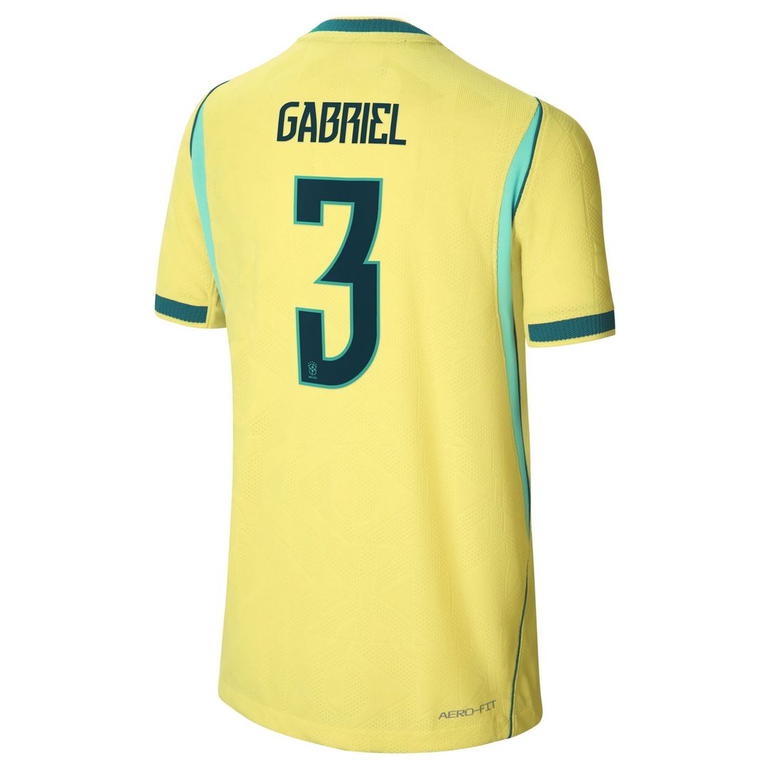Gabriel Magalhães Brazil National Team Nike Youth 2026 Home Match Authentic Jersey - Yellow