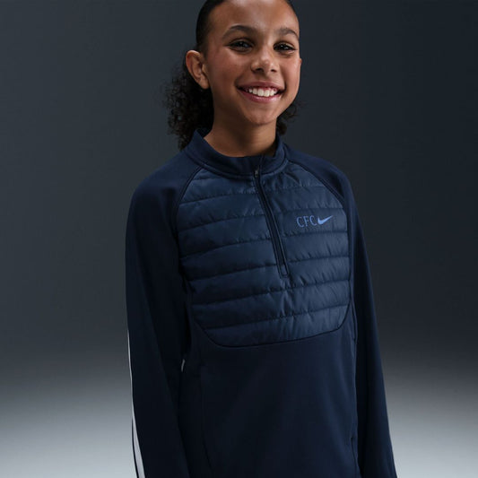 Chelsea Nike Youth 2025/26 Academy Winter Warrior Drill Training Top - Navy