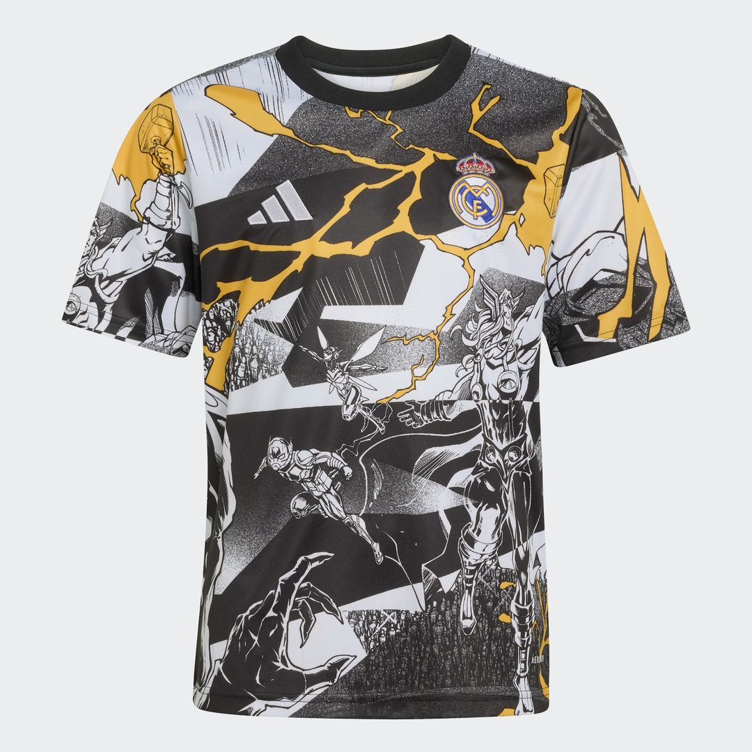Real Madrid x Marvel adidas Youth AEROREADY 2025/26 Pre-Match Top - White