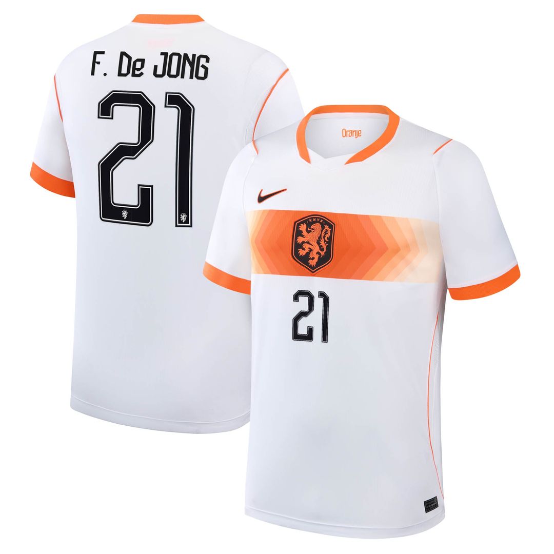 Frenkie de Jong Netherlands National Team Nike 2026 Away Stadium Replica Jersey - White