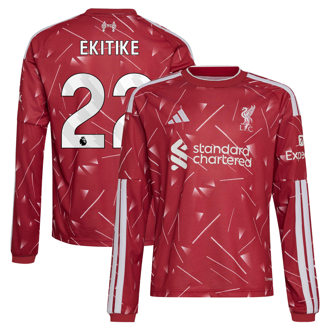 Hugo Ekitike Liverpool adidas Youth 2026/27 Home Replica Long Sleeve Jersey - Red
