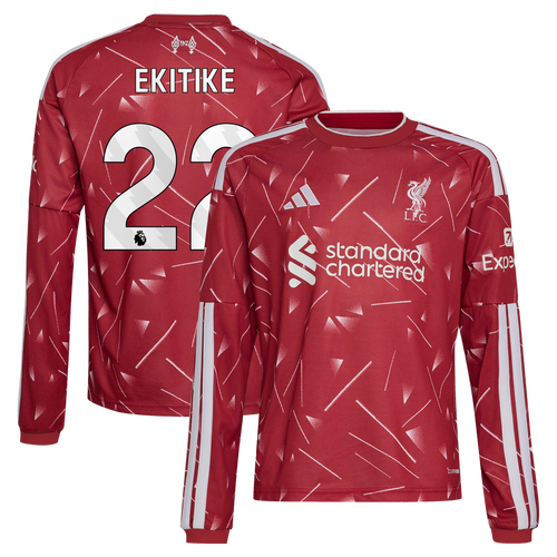 Hugo Ekitike Liverpool adidas Youth 2026/27 Home Replica Long Sleeve Jersey - Red