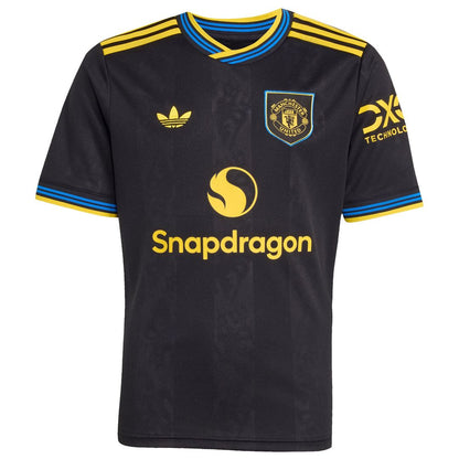 Manchester United adidas Youth 2025/26 Third Replica Custom Jersey - Black