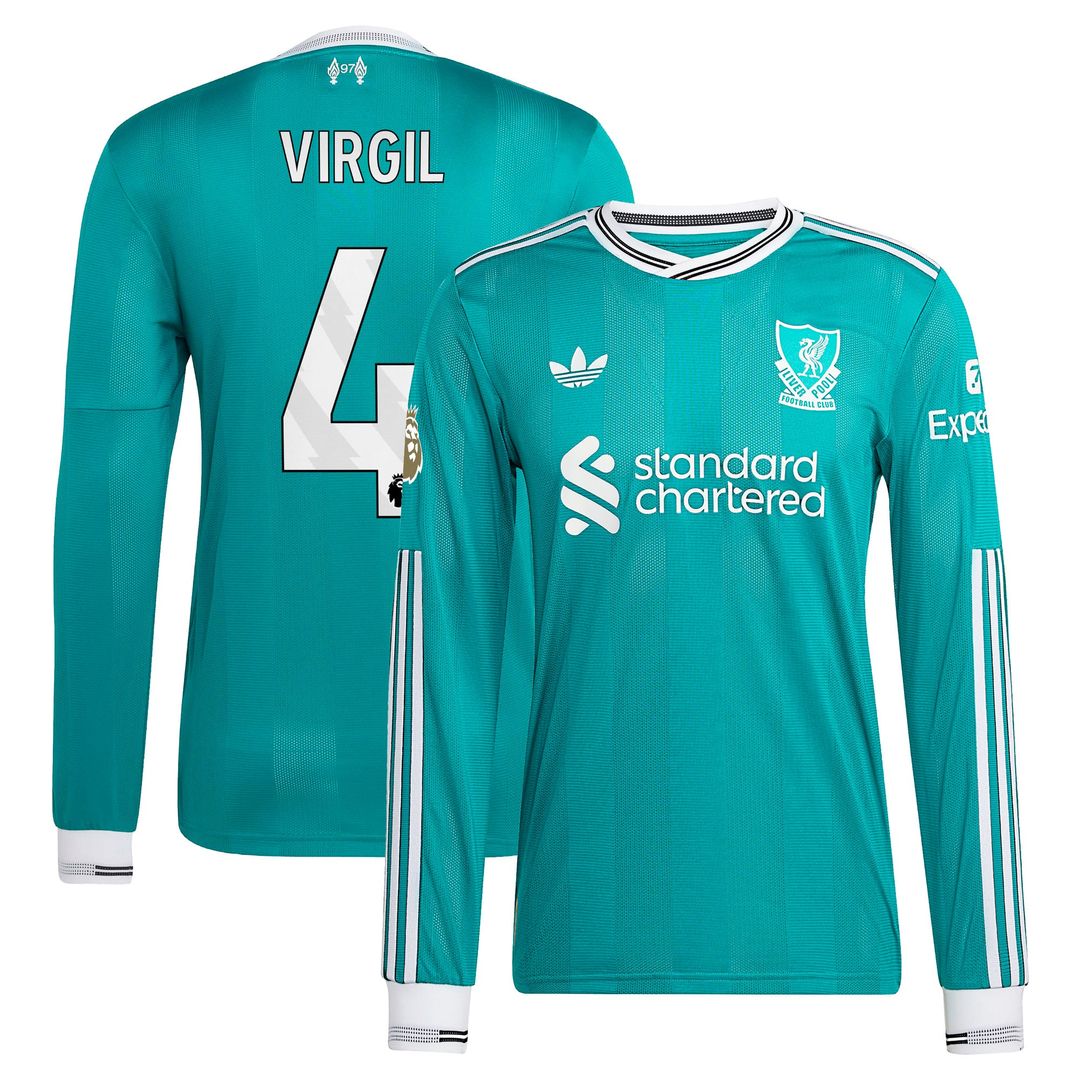 Virgil van Dijk Liverpool adidas 2025/26 Third Authentic Long Sleeve Player Jersey - Green