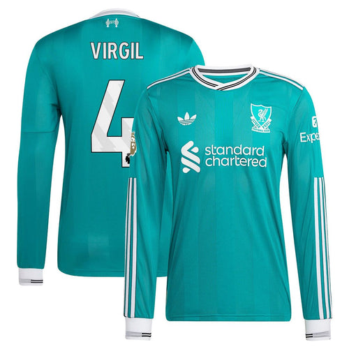 Virgil van Dijk Liverpool adidas 2025/26 Third Authentic Long Sleeve Player Jersey - Green