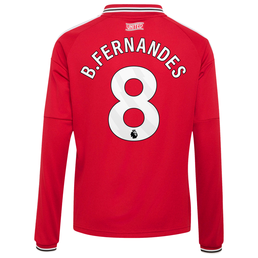 Bruno Fernandes Manchester United adidas Youth 2026/27 Home Replica Long Sleeve Jersey - Red