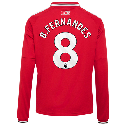Bruno Fernandes Manchester United adidas Youth 2026/27 Home Replica Long Sleeve Jersey - Red