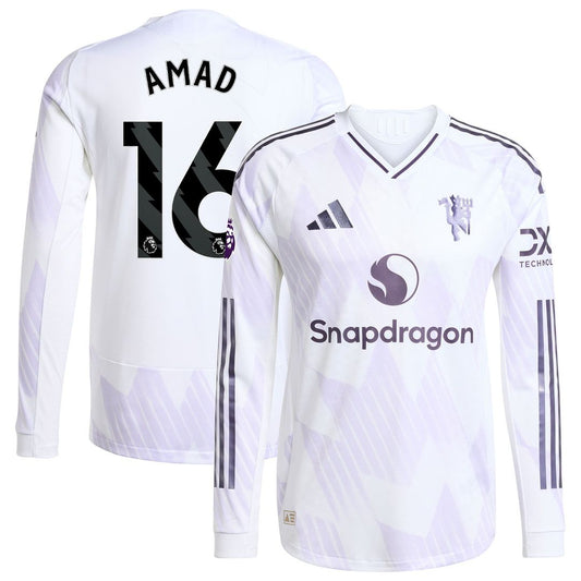Amad Diallo Manchester United adidas 2025/26 Away Authentic Long Sleeve Player Jersey - White
