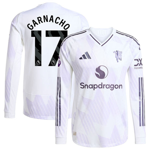 Alejandro Garnacho Manchester United adidas 2025/26 Away Authentic Long Sleeve Player Jersey - White