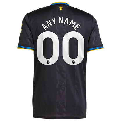 Manchester United adidas 2025/26 Third Replica Custom Jersey - Black