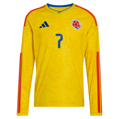Luis Diaz Colombia National Team adidas 2026 Home Replica Long Sleeve Jersey - Yellow