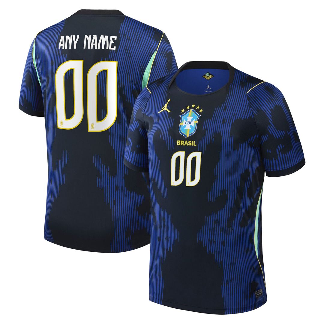 Brazil National Team Jordan Brand 2026 Away Stadium Replica Custom Jersey - Blue