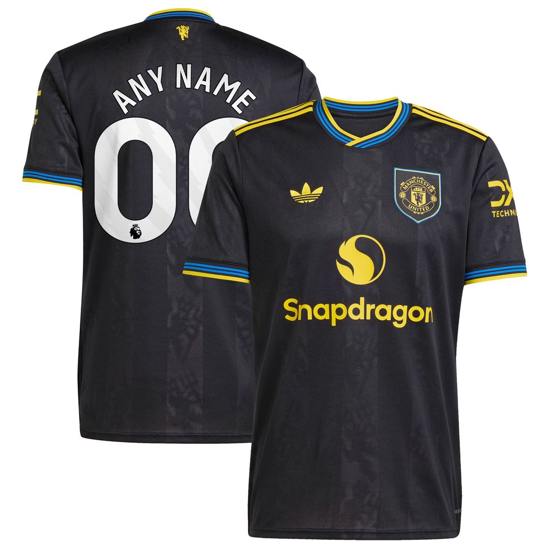 Manchester United adidas 2025/26 Third Replica Custom Jersey - Black