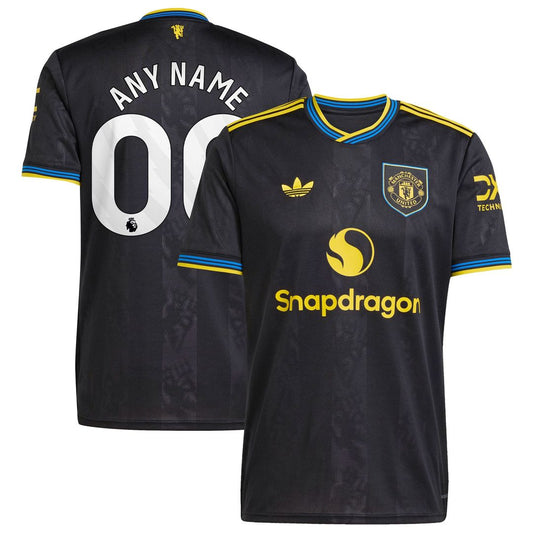 Manchester United adidas 2025/26 Third Replica Custom Jersey - Black