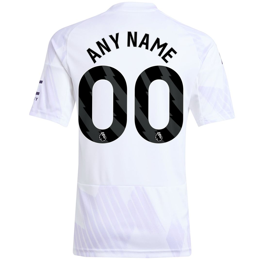 Manchester United adidas Youth 2025/26 Away Replica Custom Jersey - White