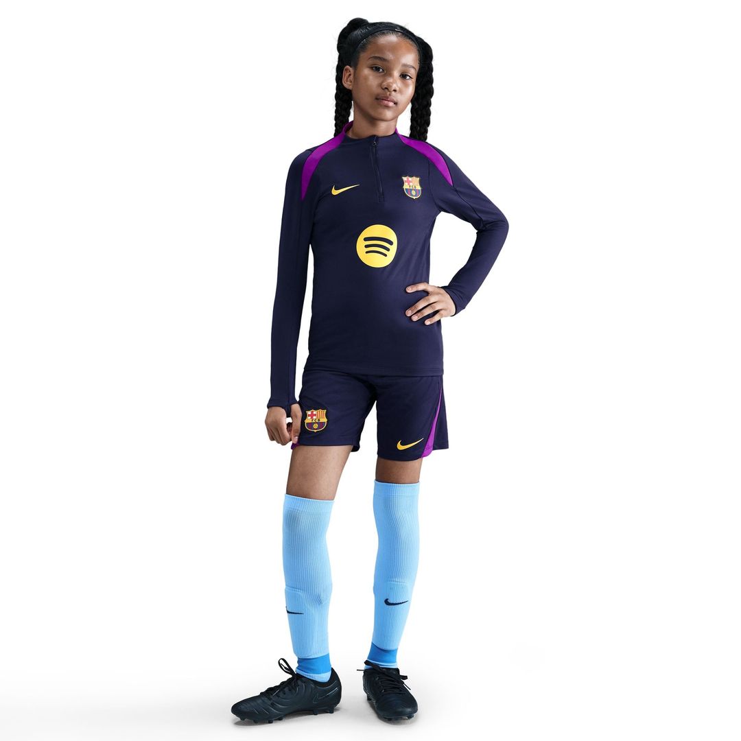 Barcelona Nike Youth 2025/26 Strike Drill Quarter-Zip Dri-FIT Long Sleeve Top - Navy