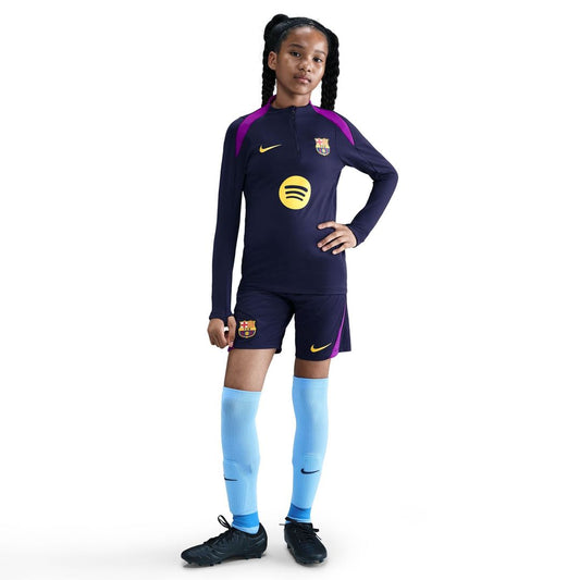 Barcelona Nike Youth 2025/26 Strike Drill Quarter-Zip Dri-FIT Long Sleeve Top - Navy