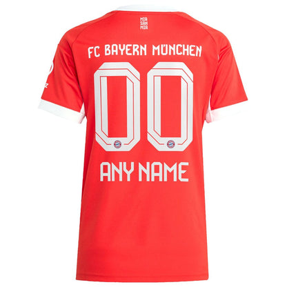 Bayern Munich adidas Women's 2025/26 Home Replica Custom Jersey - Red