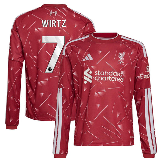 Florian Wirtz Liverpool adidas Youth 2026/27 Home Replica Long Sleeve Jersey - Red