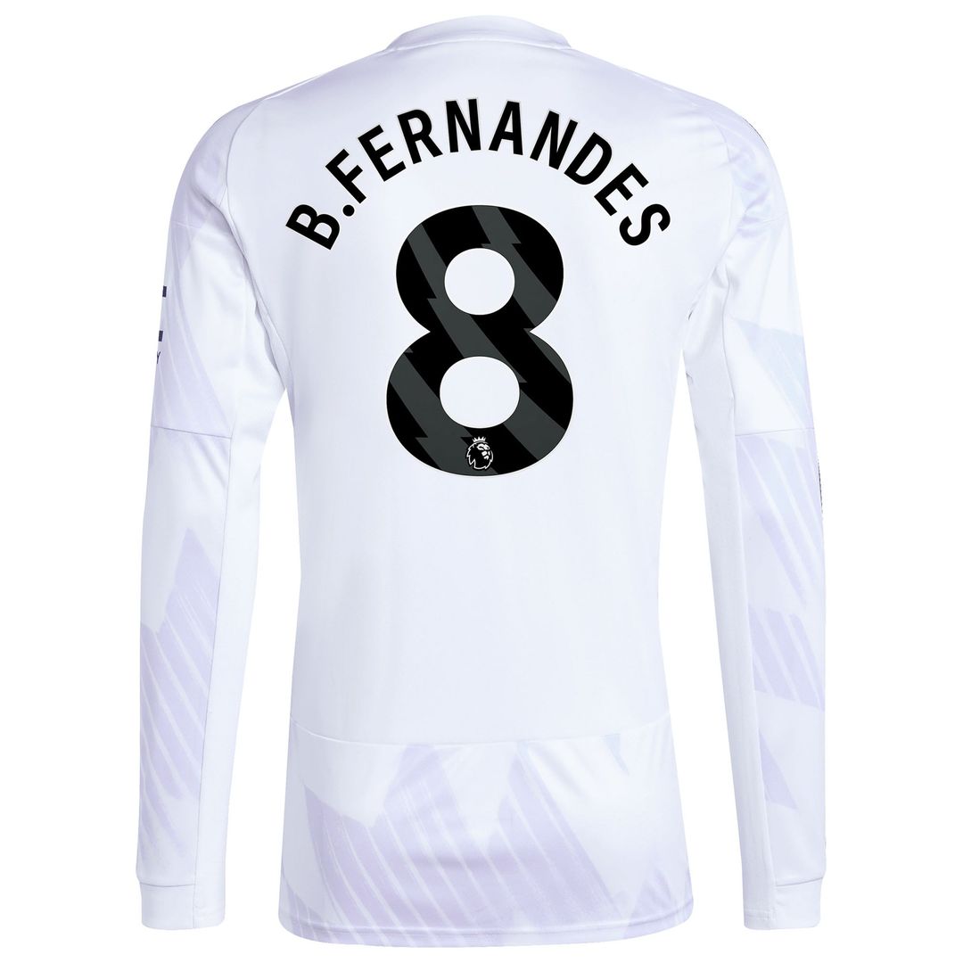 Bruno Fernandes Manchester United adidas 2025/26 Away Replica Long Sleeve Player Jersey - White