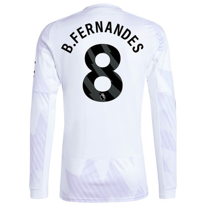 Bruno Fernandes Manchester United adidas 2025/26 Away Replica Long Sleeve Player Jersey - White