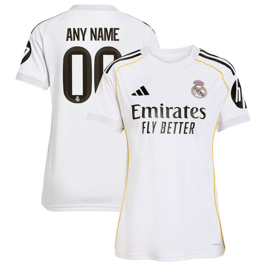Real Madrid adidas Women's 2025/26 Home Replica Custom Jersey - White