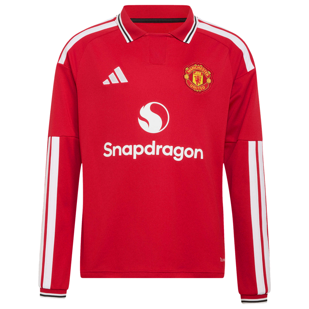 Manchester United adidas Youth 2026/27 Home Replica Long Sleeve Custom Jersey - Red