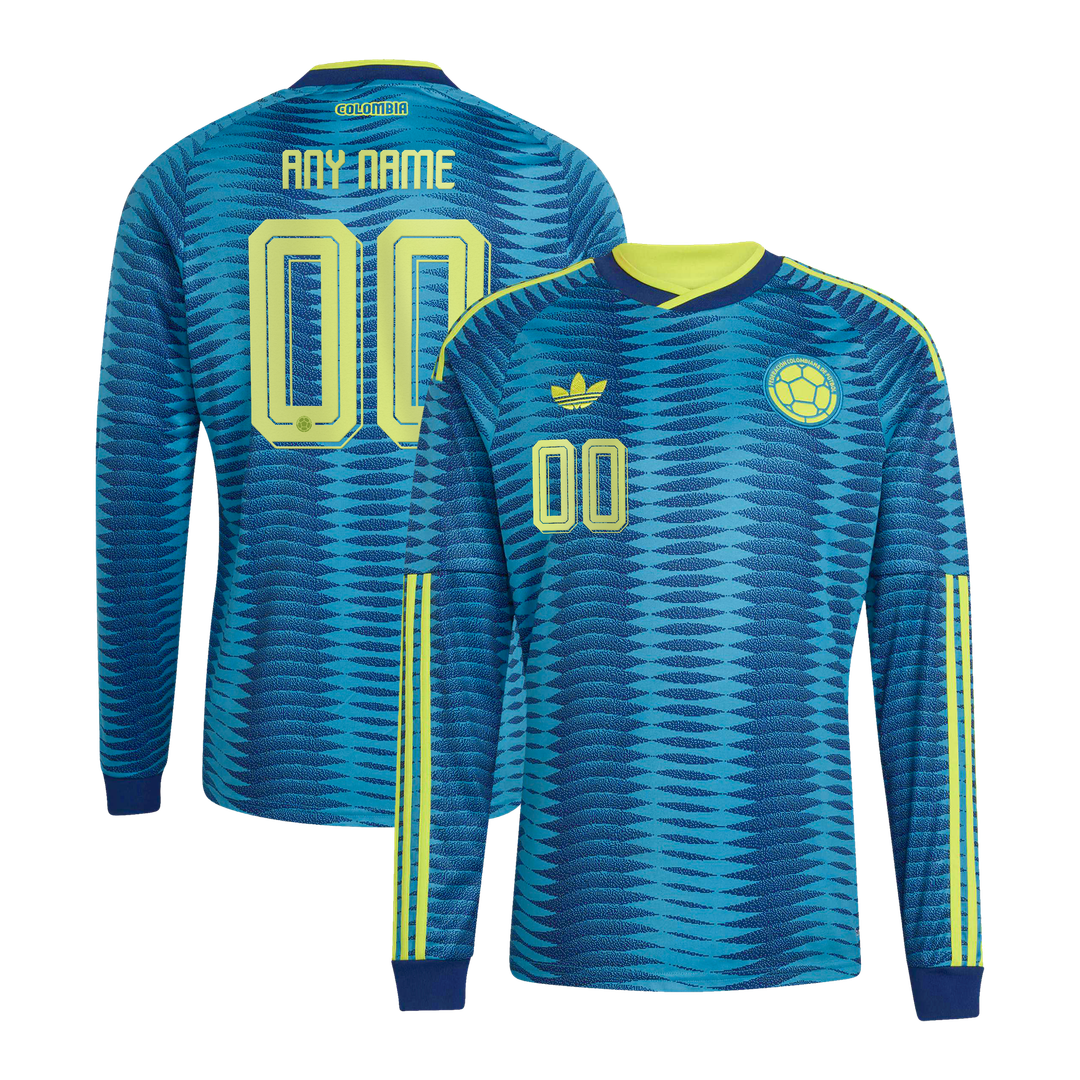 Colombia National Team adidas 2026 Away Replica Long Sleeve Custom Jersey - Turquoise