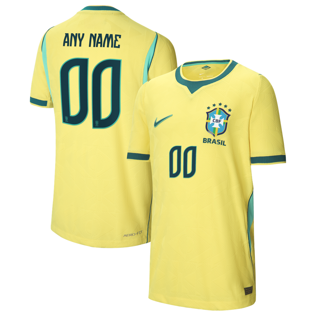 Brazil National Team Nike Youth 2026 Home Match Authentic Custom Jersey - Yellow