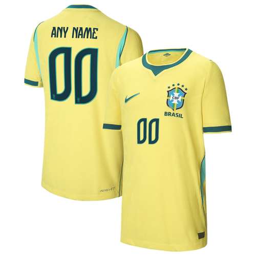 Brazil National Team Nike Youth 2026 Home Match Authentic Custom Jersey - Yellow