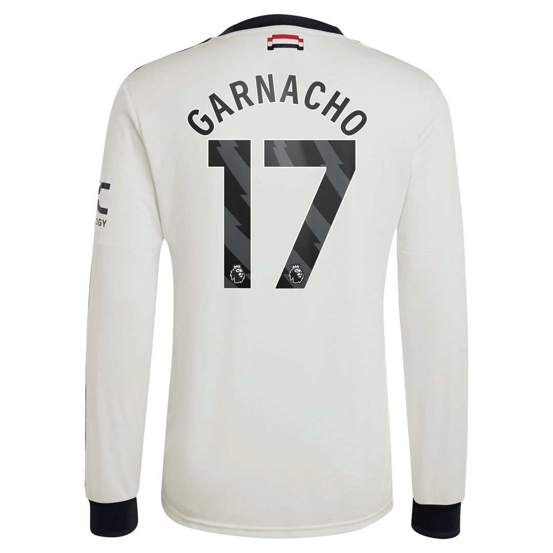 Alejandro Garnacho Manchester United adidas Originals  2024/25 Third Replica Long Sleeve Jersey - Cream