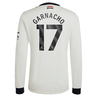 Alejandro Garnacho Manchester United adidas Originals  2024/25 Third Replica Long Sleeve Jersey - Cream