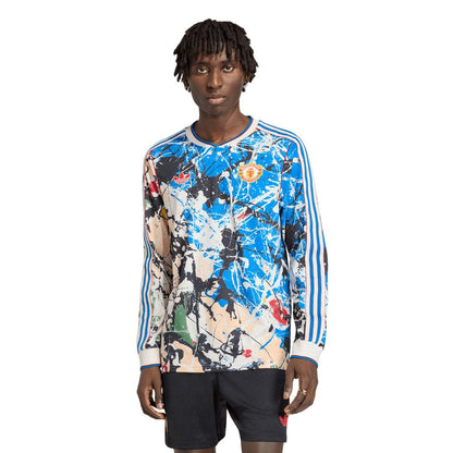 Manchester United X Stone Roses adidas Long Sleeve Replica Jersey - Blue