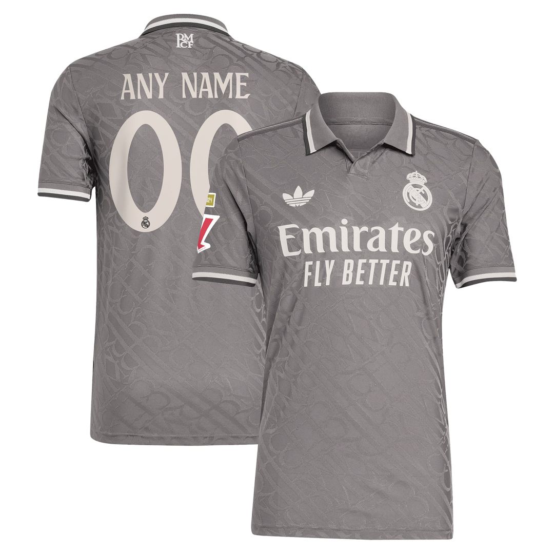 Real Madrid adidas Originals 2024/25 Third Authentic Custom Jersey - Charcoal
